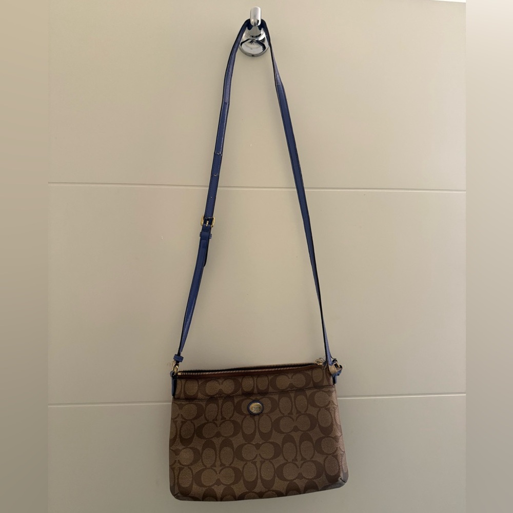 Coach Brown and Blue Crossbody Bag